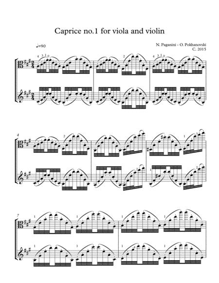 Paganini 24 Caprices 1 For Viola And Violin Sheet Music