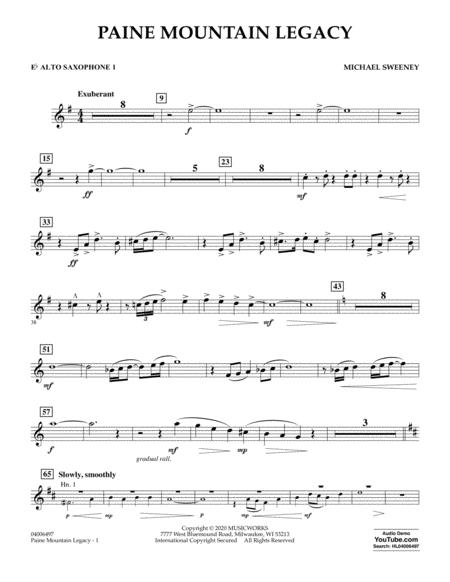 Free Sheet Music Paine Mountain Legacy Eb Alto Saxophone 1