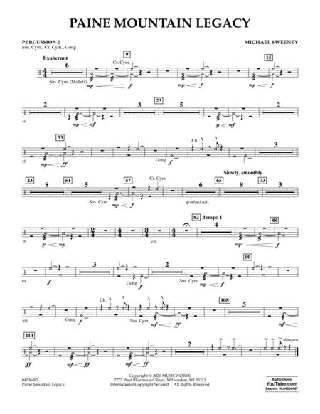 Free Sheet Music Paine Mountain Legacy Percussion 2