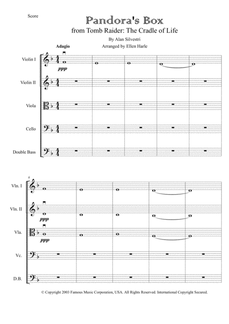 Pandoras Box String Ensemble Or String Quintet String Quartet Sheet Music