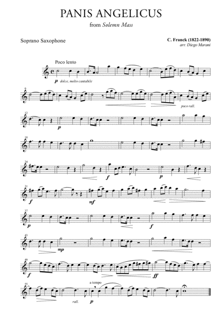 Free Sheet Music Panis Angelicus For Saxophone Quartet