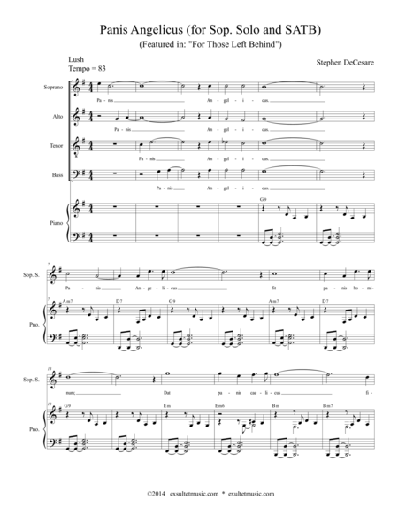 Free Sheet Music Panis Angelicus From For Those Left Behind