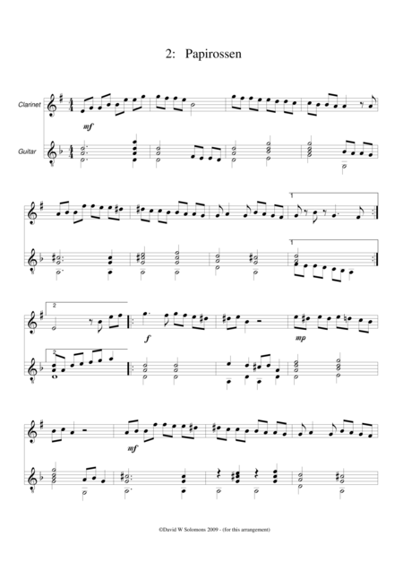 Free Sheet Music Papirossen Lament Of The Cheap Cigarette Seller For Clarinet And Guitar