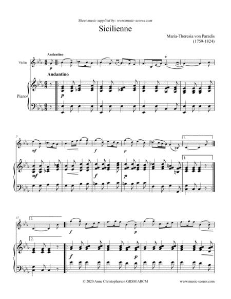 Free Sheet Music Paradies Sicilienne Violin And Piano