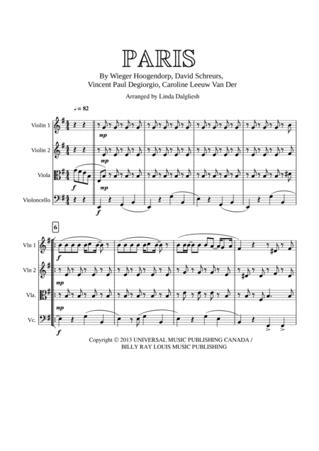 Paris Caro Emerald String Quartet Sheet Music