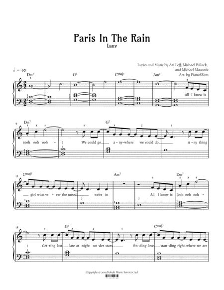 Paris In The Rain C Major Key Sheet Music