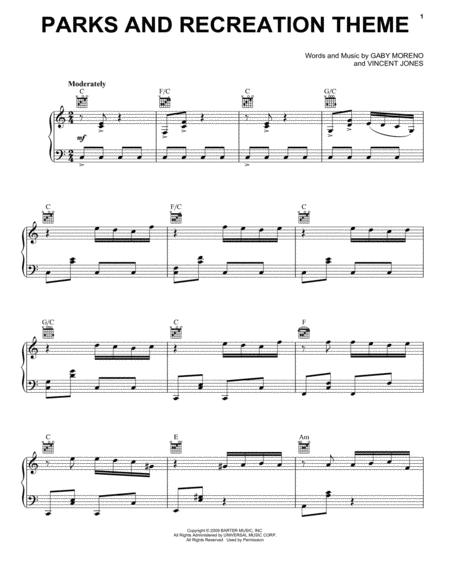 Free Sheet Music Parks And Recreation Theme