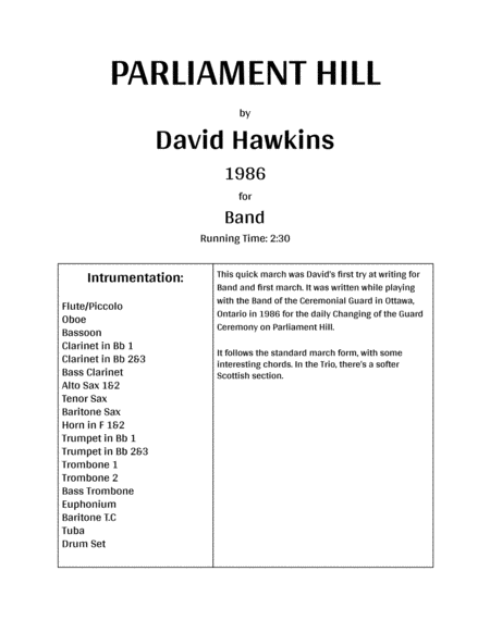 Parliament Hill Sheet Music