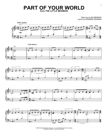 Part Of Your World From The Little Mermaid Sheet Music