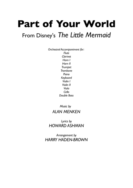 Part Of Your World Full Orchestral Accompaniment Sheet Music