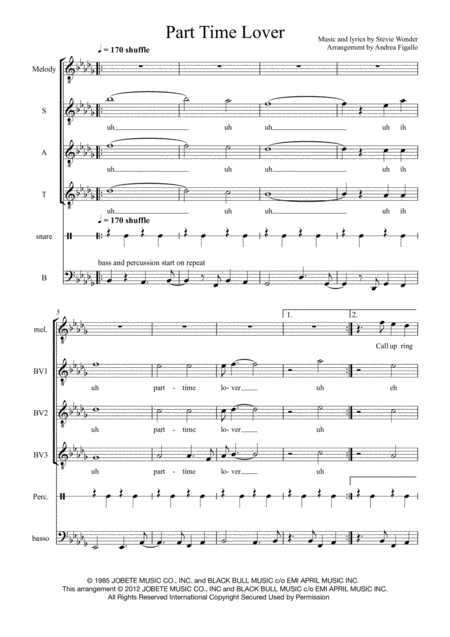 Part Time Lover Sheet Music