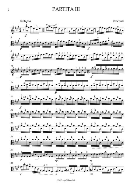 Free Sheet Music Partita In E Major Bwv 1006 Transcribed For Viola In A Major