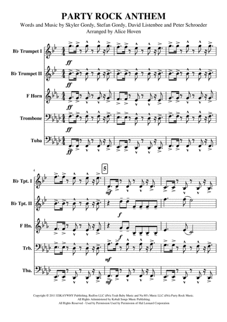 Party Rock Anthem Sheet Music