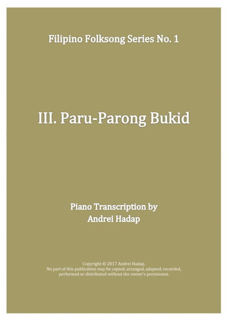 Free Sheet Music Paru Parong Bukid Arranged For Piano Solo
