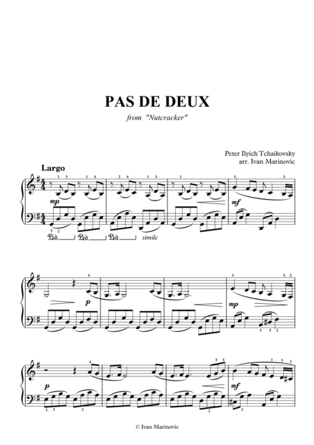 Free Sheet Music Pas De Deux From Nutcracker