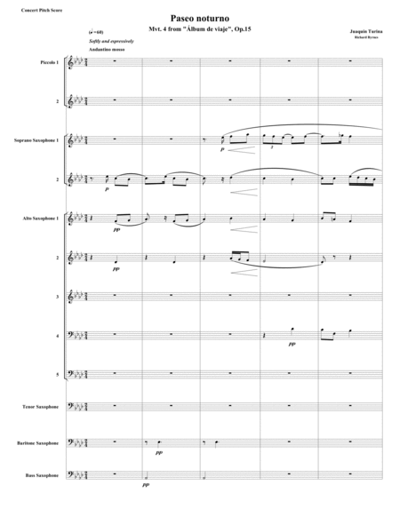 Free Sheet Music Paseo Notorno From Lbum De Viaje Mvt 4 Op 15 Saxophone Choir 2 Piccolos