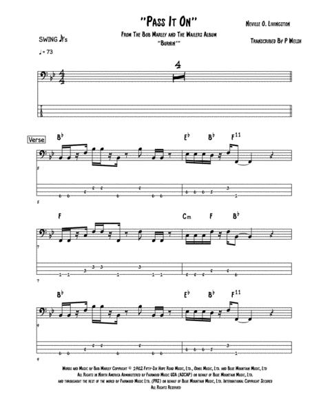 Free Sheet Music Pass It On Bass Guitar Tab