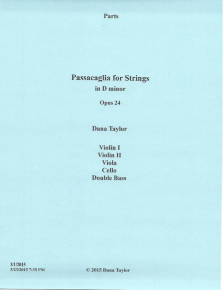 Passacaglia For Strings Opus 24 Parts Sheet Music