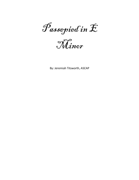 Passepied In E Minor Sheet Music