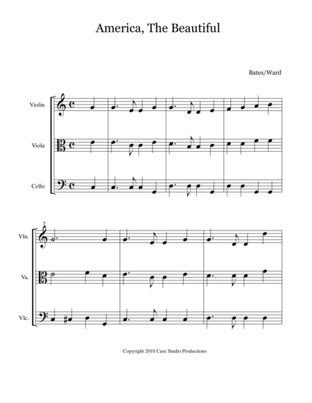 Patriotic Hymns For String Trio Violin Viola And Cello Sheet Music