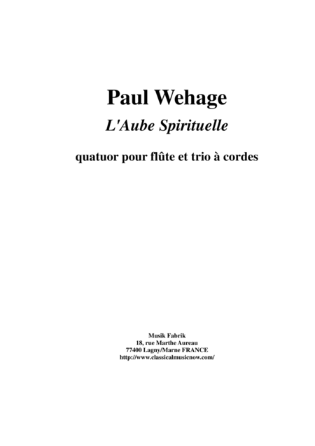 Paul Wehage L Aube Spirituelle Sheet Music