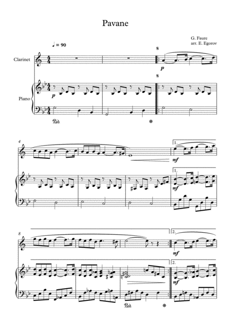 Free Sheet Music Pavane Gabriel Faure For Clarinet Piano