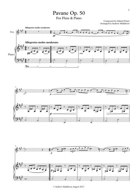 Pavane Op 50 For Flute And Piano Sheet Music