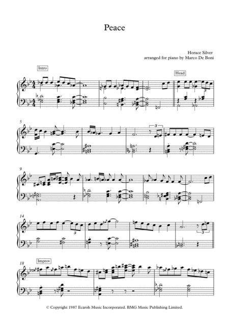 Peace By Horace Silver For Piano Solo Sheet Music