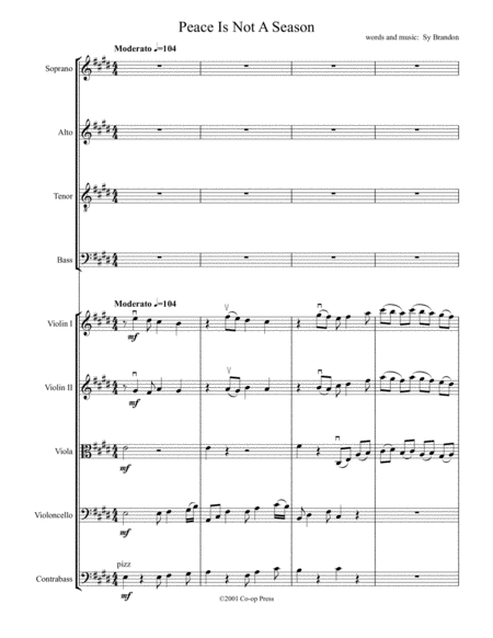 Peace Is Not A Season For Satb Chorus And Strings Sheet Music