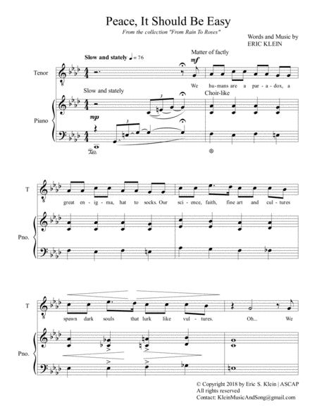 Peace It Should Be Easy Sheet Music