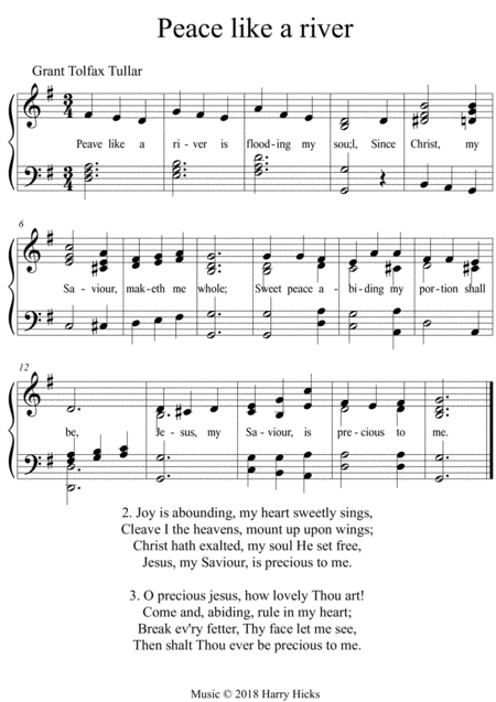 Peace Like A River Is Flooding My Soul A New Tune To A Wonderful Old Hymn Sheet Music