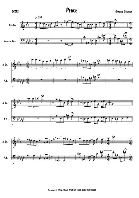 Free Sheet Music Peace Score Alto Sax Acoustic Bass