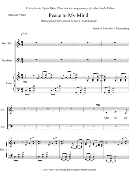 Peace To My Mind Sheet Music