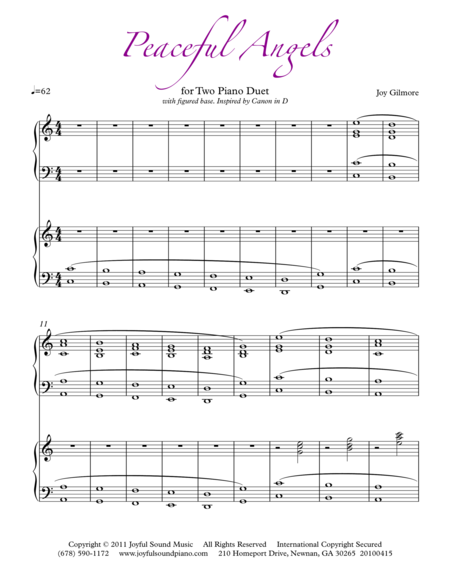 Free Sheet Music Peaceful Angels Two Piano Duet