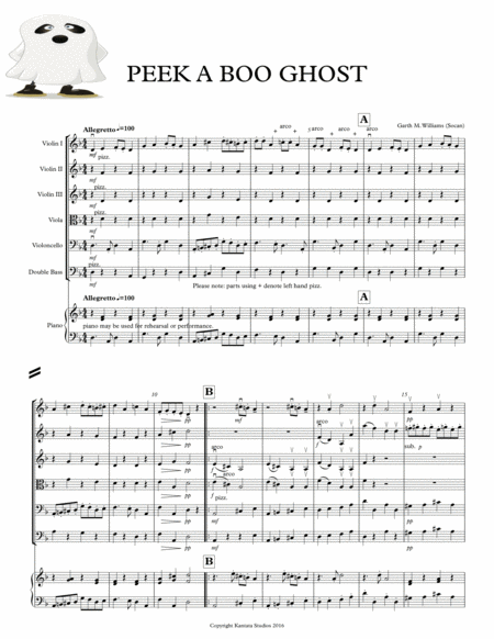 Peek A Boo Ghost For String Orchestra Sheet Music