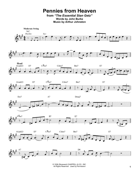 Free Sheet Music Pennies From Heaven