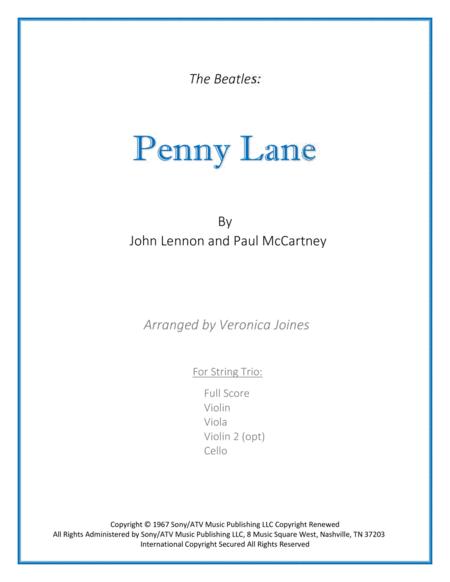 Penny Lane For String Trio Sheet Music