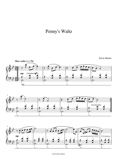 Pennys Waltz Intermediate Recital Piano Solo Sheet Music