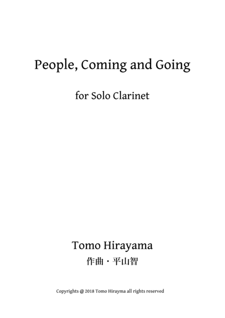 People Coming And Going For Solo Clarinet Sheet Music