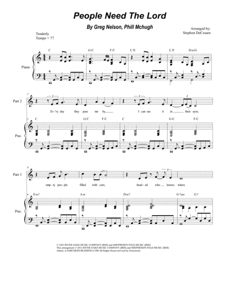 People Need The Lord For 2 Part Choir Sheet Music