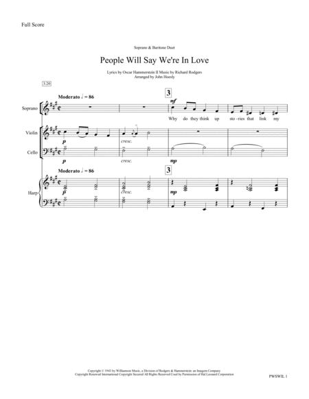 Free Sheet Music People Will Say We Re In Love Vocal Duet