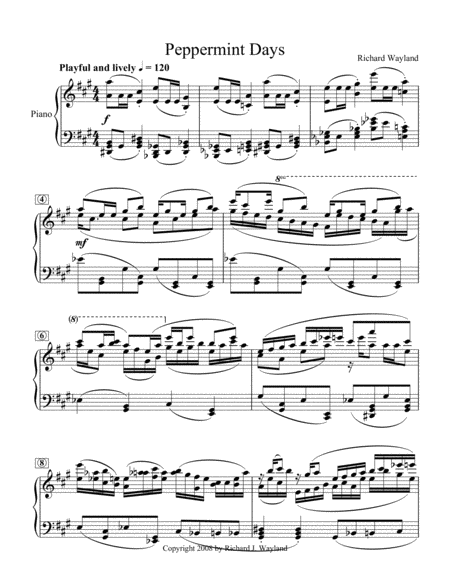 Free Sheet Music Peppermint Days