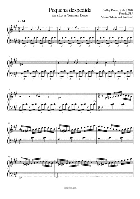 Free Sheet Music Pequena Despedida