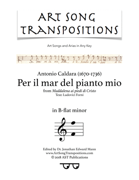 Free Sheet Music Per Il Mar Del Pianto Mio B Flat Minor