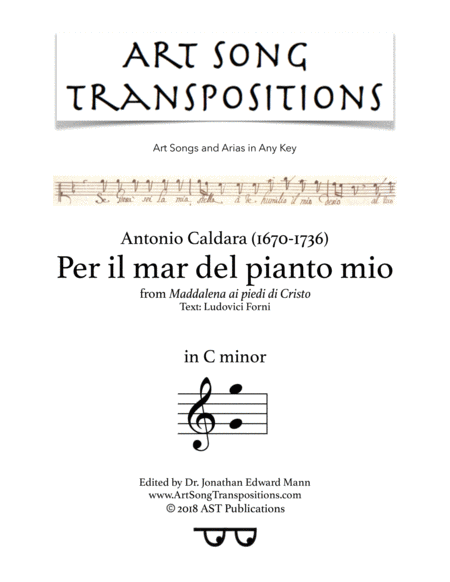 Free Sheet Music Per Il Mar Del Pianto Mio C Minor