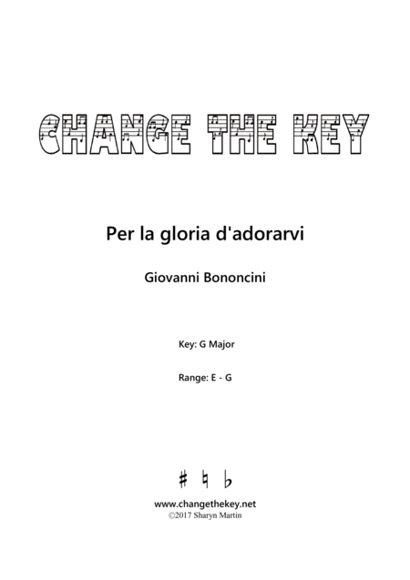 Per La Gloria D Adorarvi G Major Sheet Music