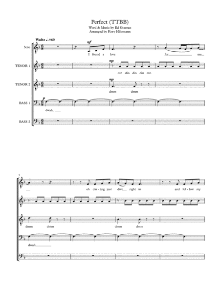 Perfect A Cappella Ttbb Sheet Music