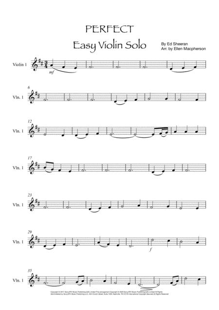 Perfect By Ed Sheeran For Easy Violin Solo Sheet Music