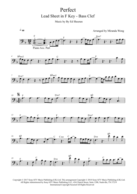 Free Sheet Music Perfect Cello Or Double Bass Solo In F Key With Chords