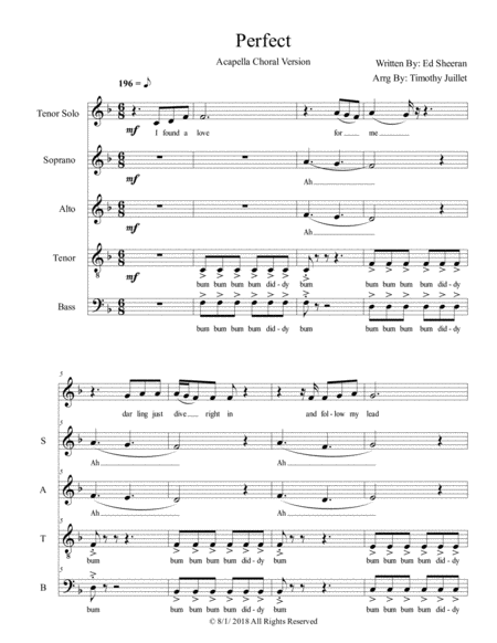 Perfect Choral A Cappella Version Sheet Music